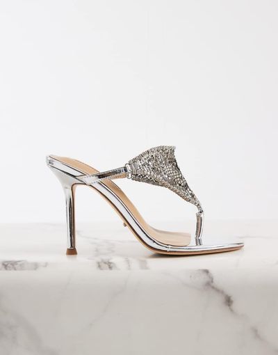 Tony Bianco Tony Bianco Demure embellished toe thong sandals in silver