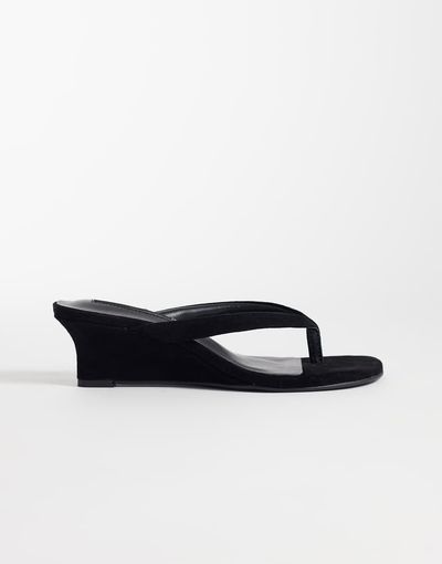 Tony Bianco Tony Bianco Edgy heeled wedge sandals in black suede