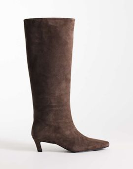 Tony Bianco Tony Bianco Evysa kitten heel square toe boots in espresso suede-Brown