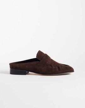Tony Bianco Tony Bianco Glacier loafer mules in chocolate leather-Brown