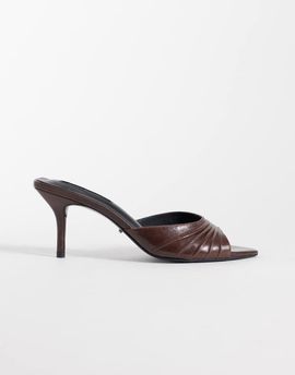 Tony Bianco Tony Bianco Hipe heeled mule sandals in chocolate leather-Brown