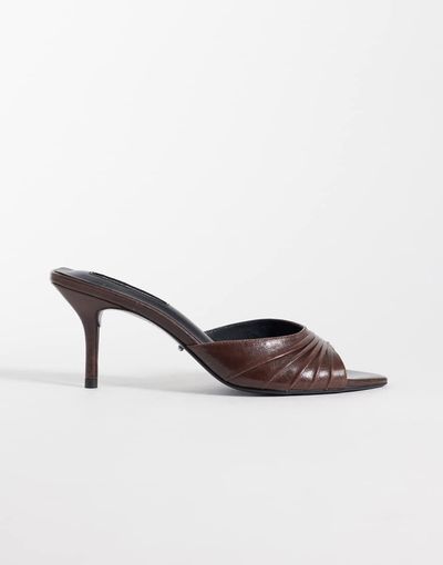 Tony Bianco Tony Bianco Hipe heeled mule sandals in chocolate leather-Brown