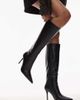 Tony Bianco Tony Bianco Iziaa pointed toe heeled knee boots in black leather - 1