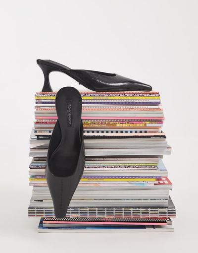 Tony Bianco Tony Bianco Juniper heeled mules in black embossed leather