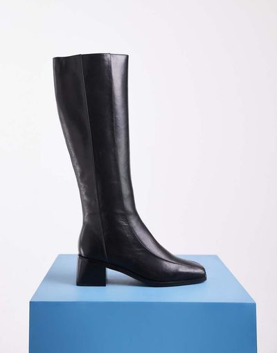 Tony Bianco Raye Block Heel Knee Boots In Black Leather
