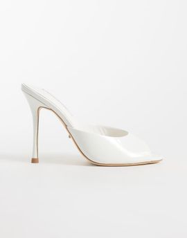 Tony Bianco Tony Bianco Sandra high heeled mule sandals in white high shine