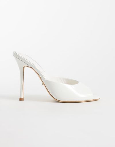 Tony Bianco Tony Bianco Sandra high heeled mule sandals in white high shine