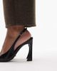 Tony Bianco Tony Bianco Sassy curved heel slingback shoes in black crinkle - 4