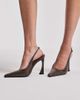 Tony Bianco Tony Bianco Sassy curved heel slingback shoes in taupe crinkle-Brown - 2