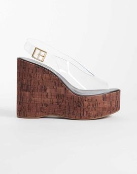 Tony Bianco Tony Bianco Valerie cork wedge clear sandals-Brown