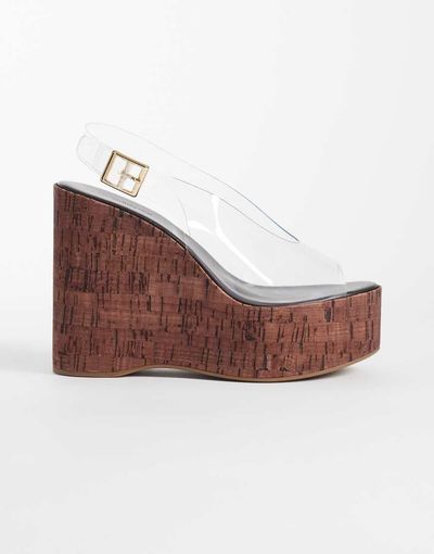 Tony Bianco Tony Bianco Valerie cork wedge clear sandals-Brown