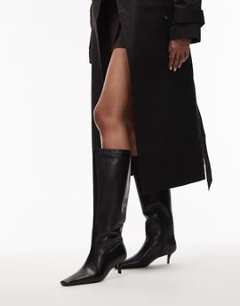Tony Bianco Tony Bianco Zuri kitten heel boots in black leather