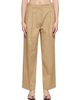 TONYWACK TONYWACK Beige Cotton Wide Leg Pleated Trousers - 1