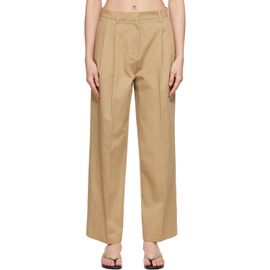 TONYWACK TONYWACK Beige Cotton Wide Leg Pleated Trousers