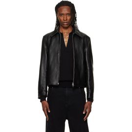 TONYWACK TONYWACK Black Buckle Zip Leather Jacket