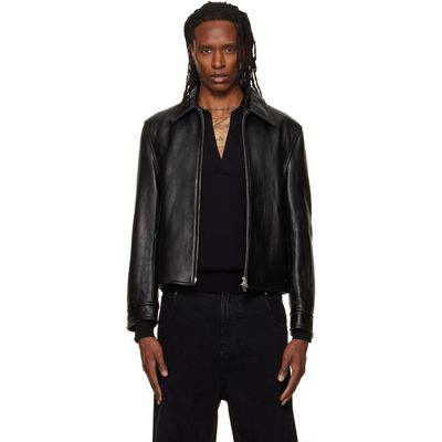 TONYWACK TONYWACK Black Buckle Zip Leather Jacket