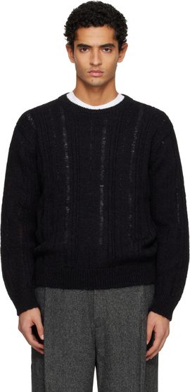 TONYWACK TONYWACK Black Distressed Ribbed Sweater