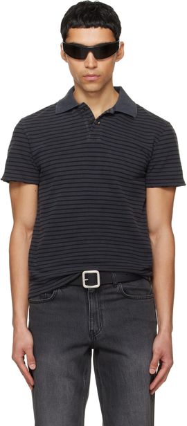 TONYWACK TONYWACK Black Garment Dyed Stripe Pique Polo