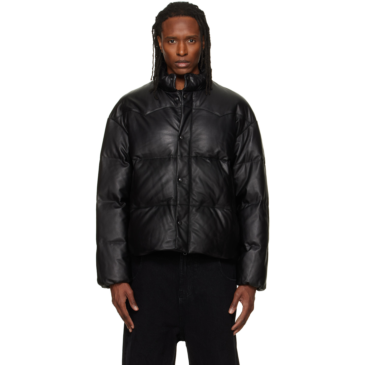 TONYWACK - Black Lamb Leather Down Puffer Jacket