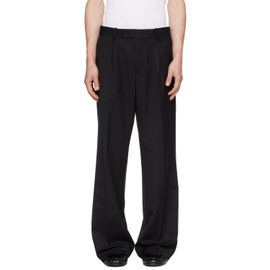 TONYWACK TONYWACK Black Melange Wool Wide-Leg Pleated Trousers