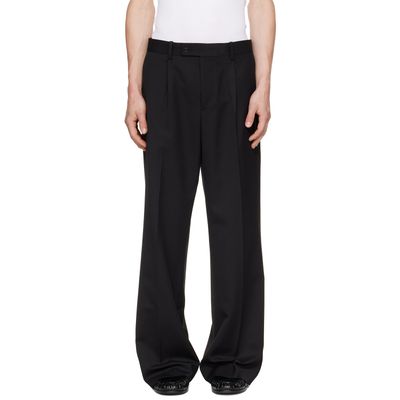 TONYWACK TONYWACK Black Melange Wool Wide-Leg Pleated Trousers