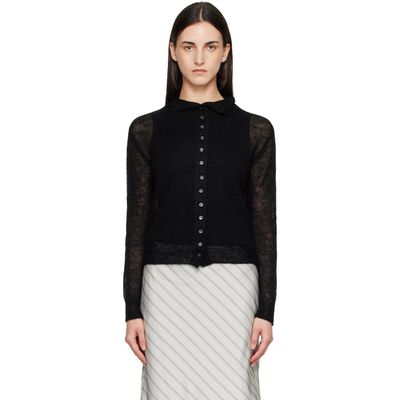 TONYWACK TONYWACK Black Mohair Half-Neck Cardigan