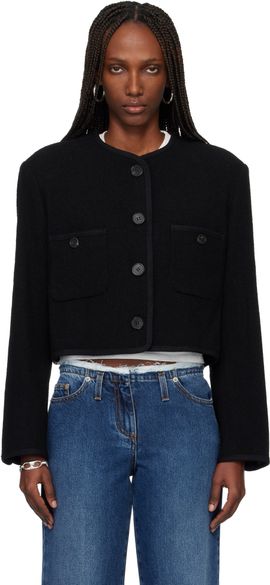 TONYWACK TONYWACK Black Tweed Cropped Wool Jacket