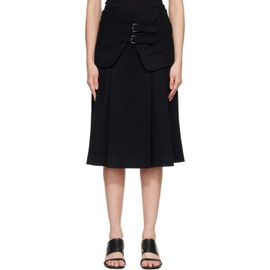 TONYWACK TONYWACK Black Wool Double-Layered Midi Skirt