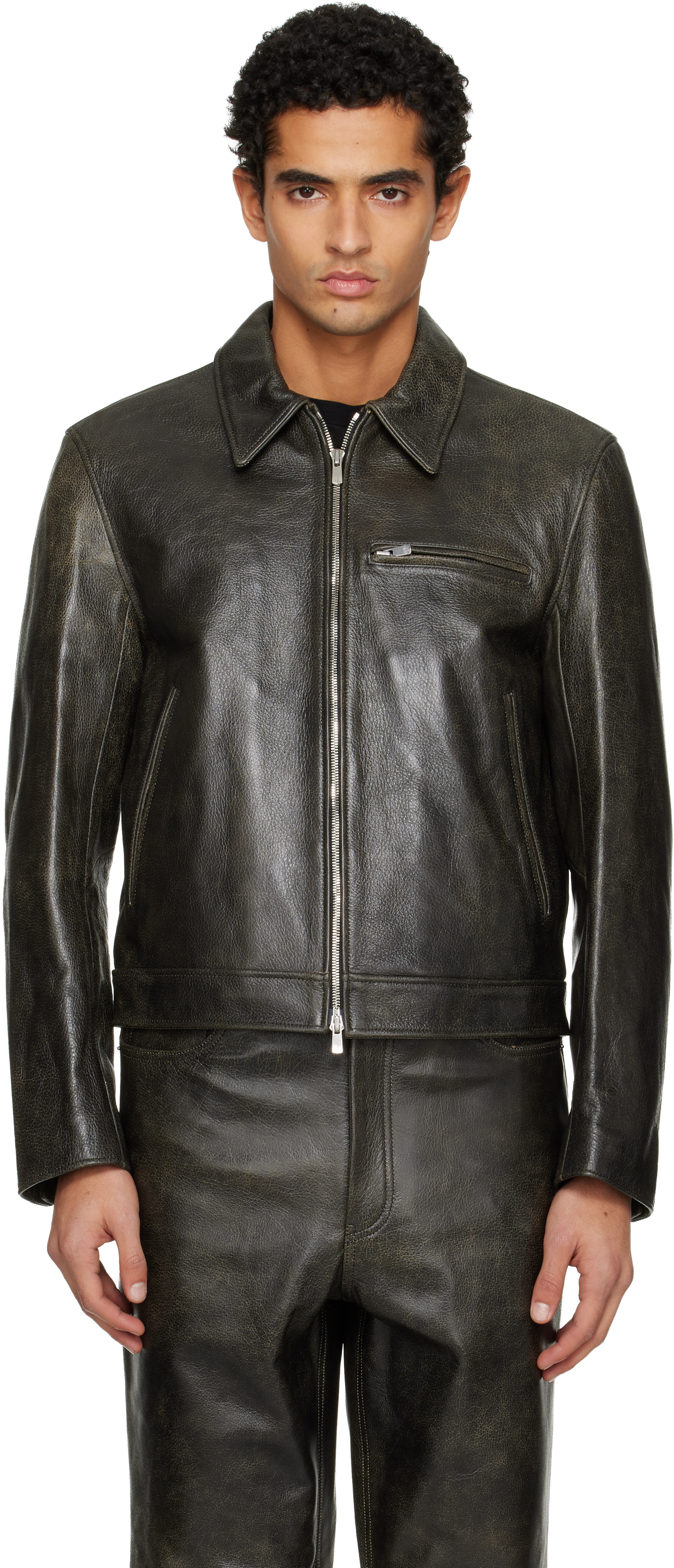 TONYWACK - Black Zip Leather Jacket