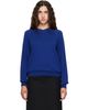 TONYWACK TONYWACK Blue Super Fine Merino Wool Distressed V-Neck Sweater - 1