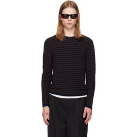 TONYWACK TONYWACK Brown & Navy Merino Wool Essential Stripe Sweater