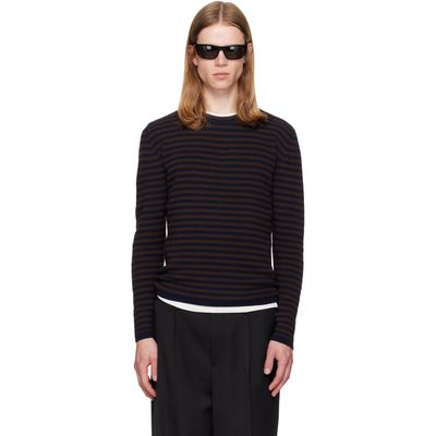 TONYWACK TONYWACK Brown & Navy Merino Wool Essential Stripe Sweater