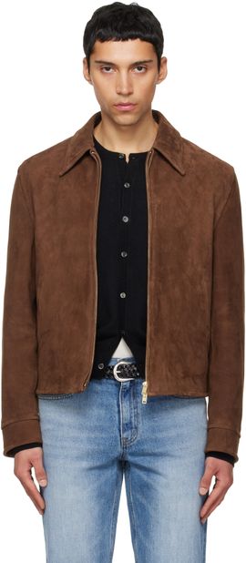 TONYWACK TONYWACK Brown Buckle Zip Goat Suede Jacket