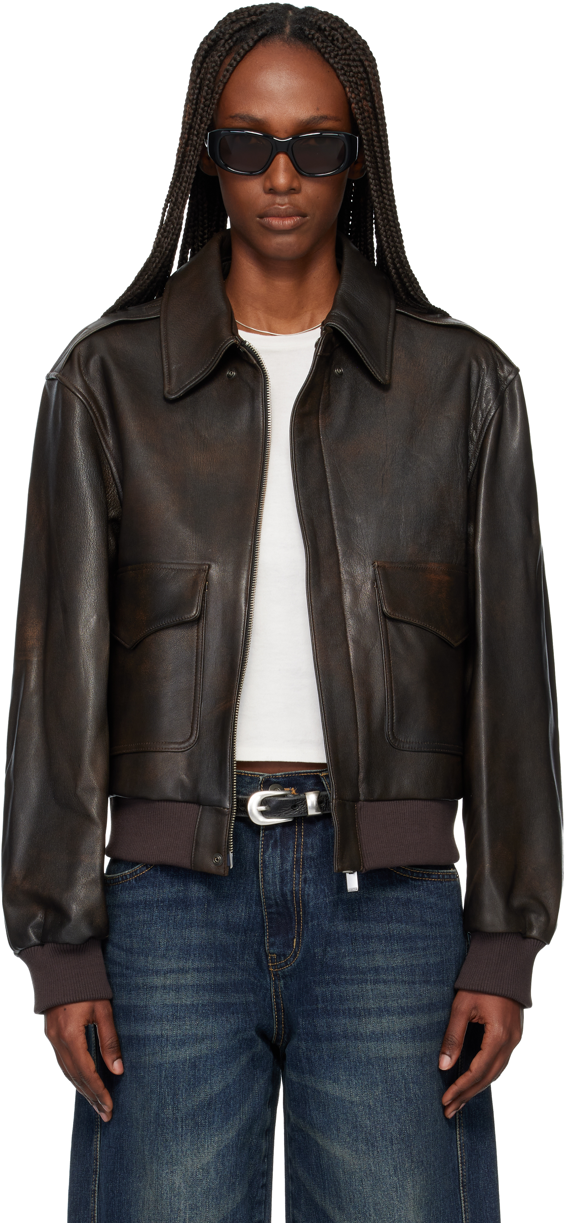 TONYWACK - Brown Goat Leather Aviator Jacket