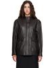 TONYWACK TONYWACK Brown High-Neck Leather Zip Jacket - 1