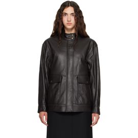 TONYWACK TONYWACK Brown High-Neck Leather Zip Jacket