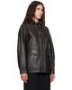TONYWACK TONYWACK Brown High-Neck Leather Zip Jacket - 2