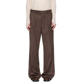 TONYWACK TONYWACK Brown Melange Wool Wide-Leg Pleated Trousers