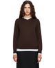 TONYWACK TONYWACK Brown Superfine Wool Layered V-Neck Sweater - 1
