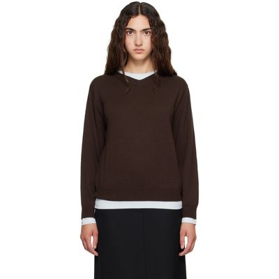 TONYWACK TONYWACK Brown Superfine Wool Layered V-Neck Sweater