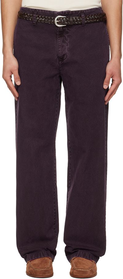 TONYWACK TONYWACK Burgundy Garment Dyed Cotton Straight Trousers