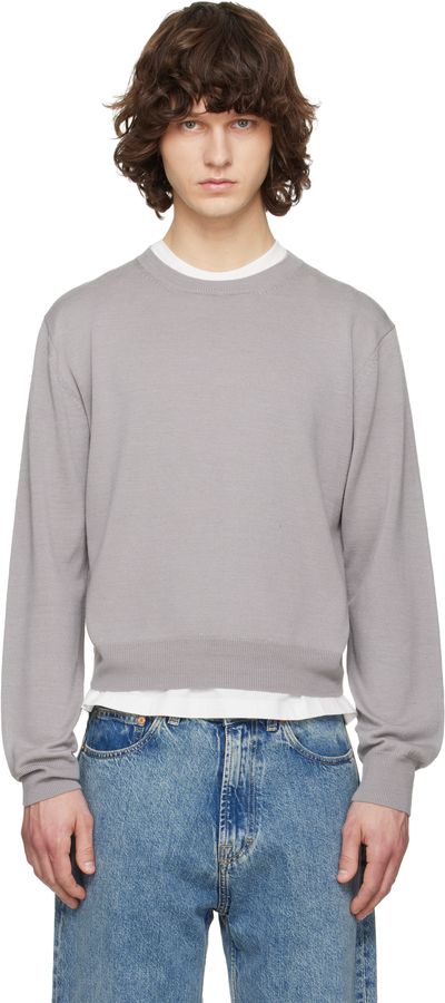 TONYWACK TONYWACK Gray Extrafine Wool Crew Neck Knit Sweater