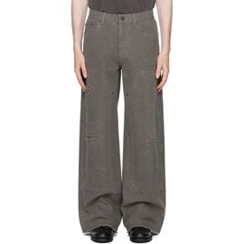 TONYWACK TONYWACK Gray Grain Canvas Distressed Work Pants