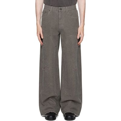 TONYWACK TONYWACK Gray Grain Canvas Distressed Work Pants