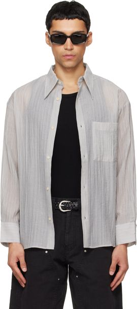 TONYWACK TONYWACK Gray Lyocell Oversized Stripe Shirt