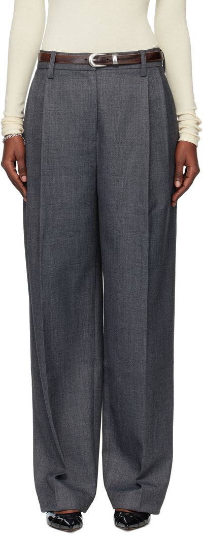 TONYWACK TONYWACK Gray Pleated Wool Tailored Trousers