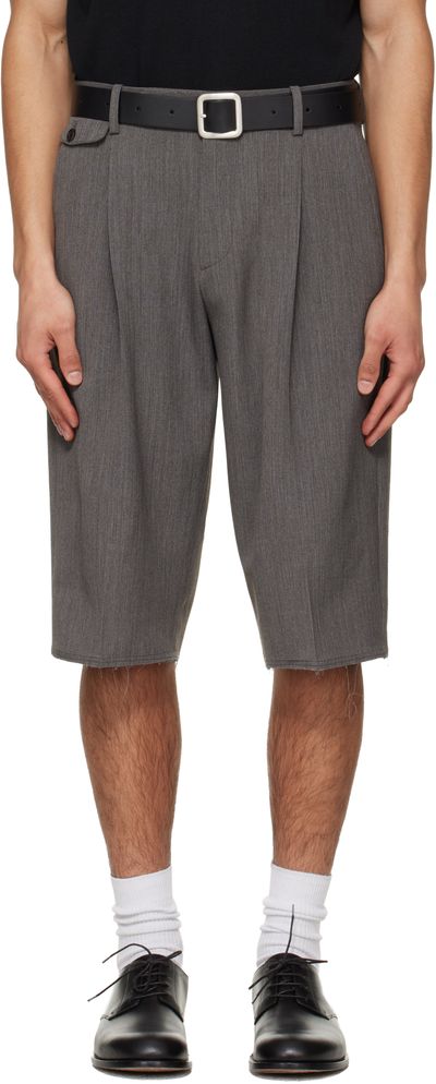 TONYWACK TONYWACK Gray Raw-Cut Wool Pleated Tailored Shorts