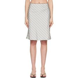 TONYWACK TONYWACK Gray Silk Stripes Midi Skirt