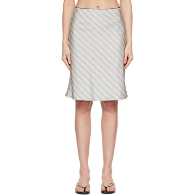 TONYWACK TONYWACK Gray Silk Stripes Midi Skirt