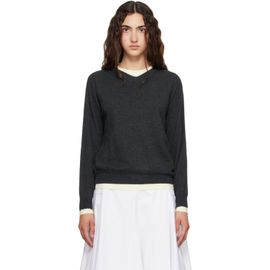 TONYWACK TONYWACK Gray Superfine Wool Layered V-Neck Sweater